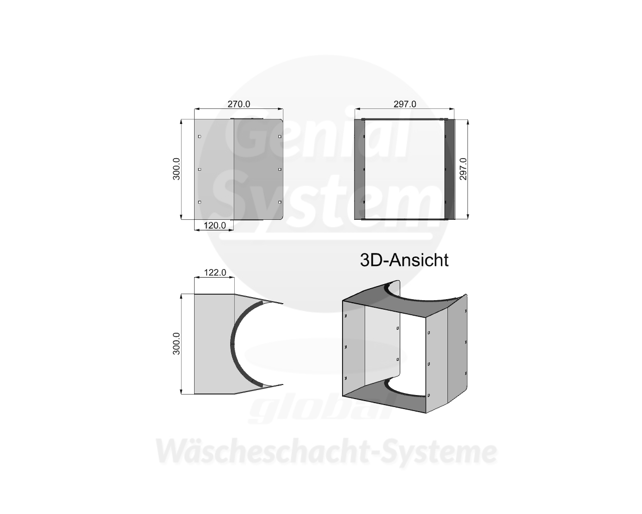 KG-Rohr Anbau-Schurre 300x300 mm