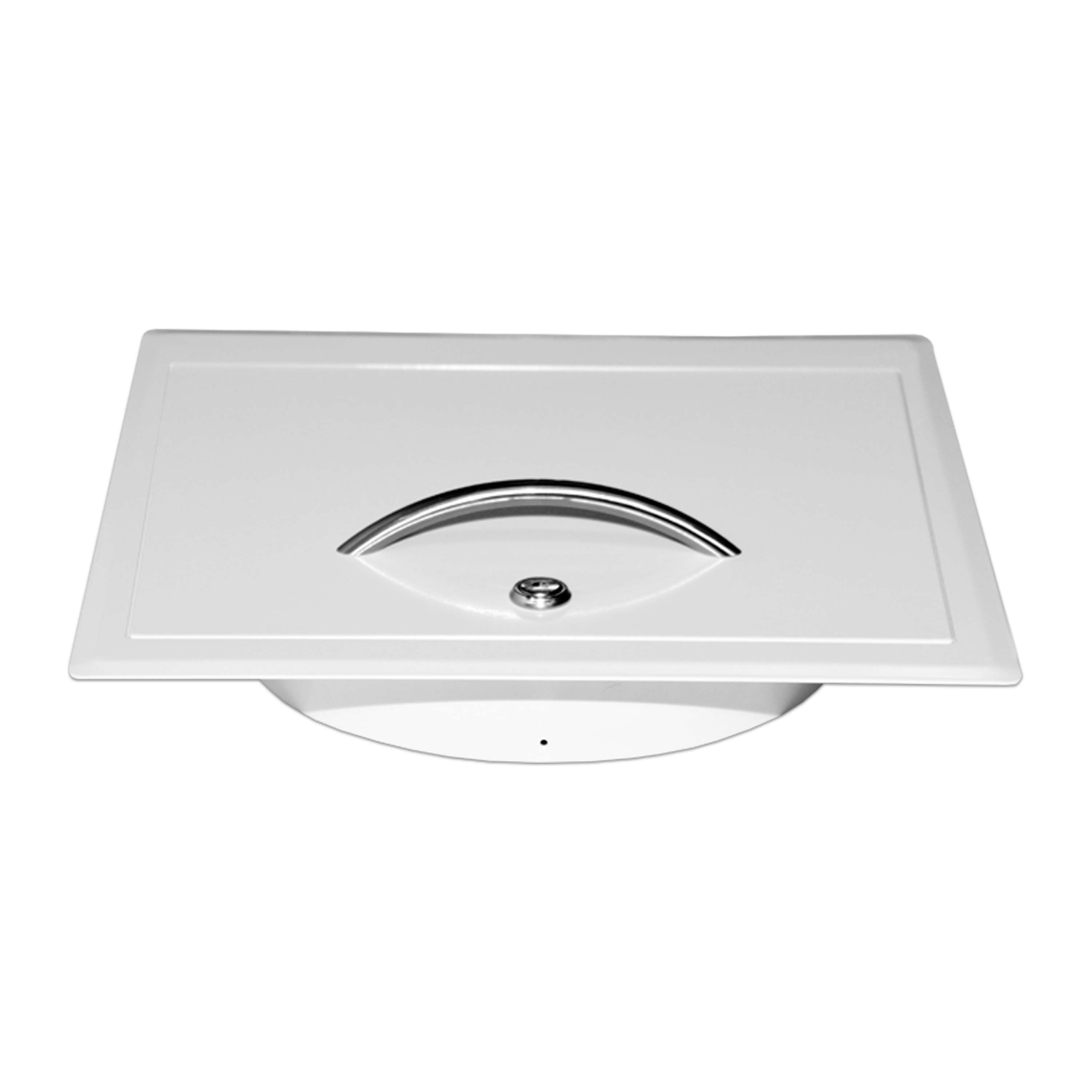 Einwurftür Metall - Weiß - einwandig - ohne Dichtung - eckig/eckig/rund - ⌀ 300 mm