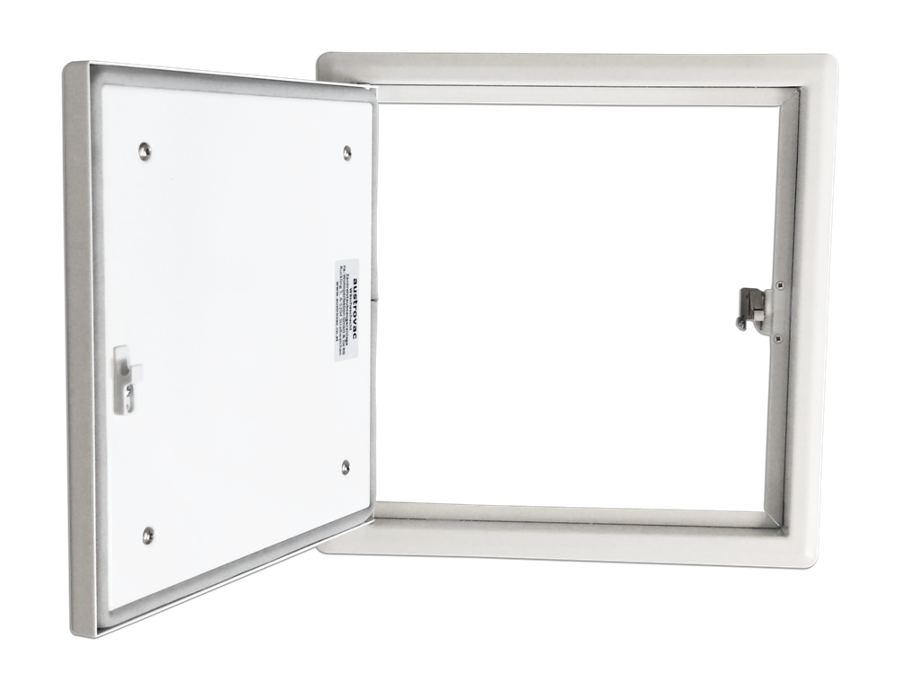 Einwurftür Metall - Weiß - doppelwandig - mit Dichtung - mit Push-Lock-Funktion - 300x300 mm