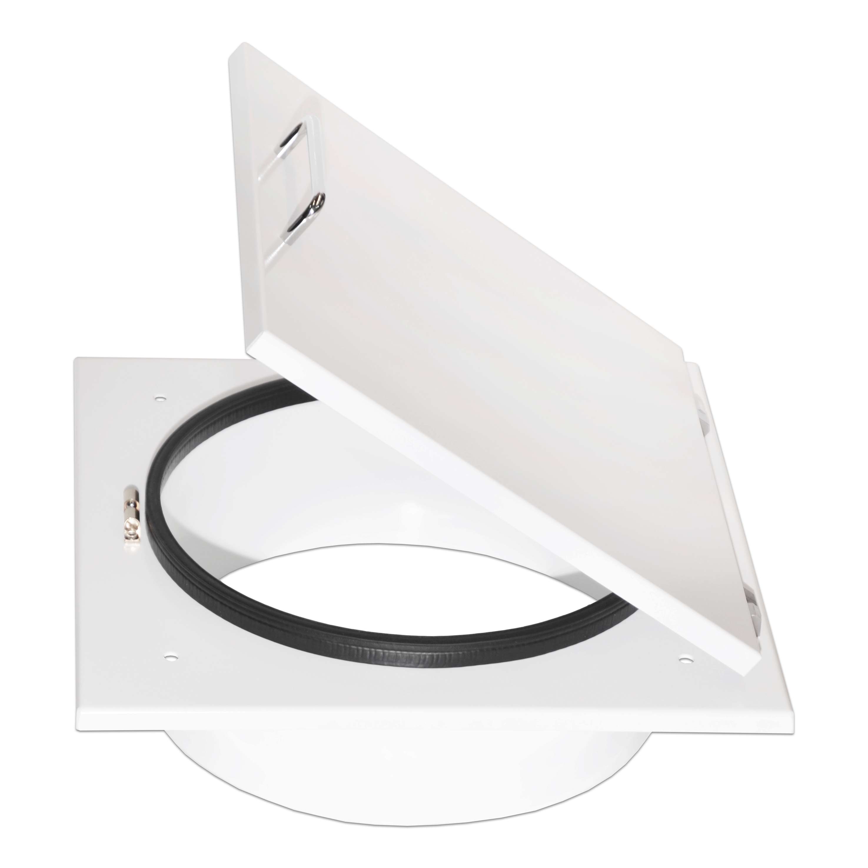 Einwurftür Metall - Weiß - einwandig - mit Dichtung - eckig/eckig/rund - ⌀ 300 mm