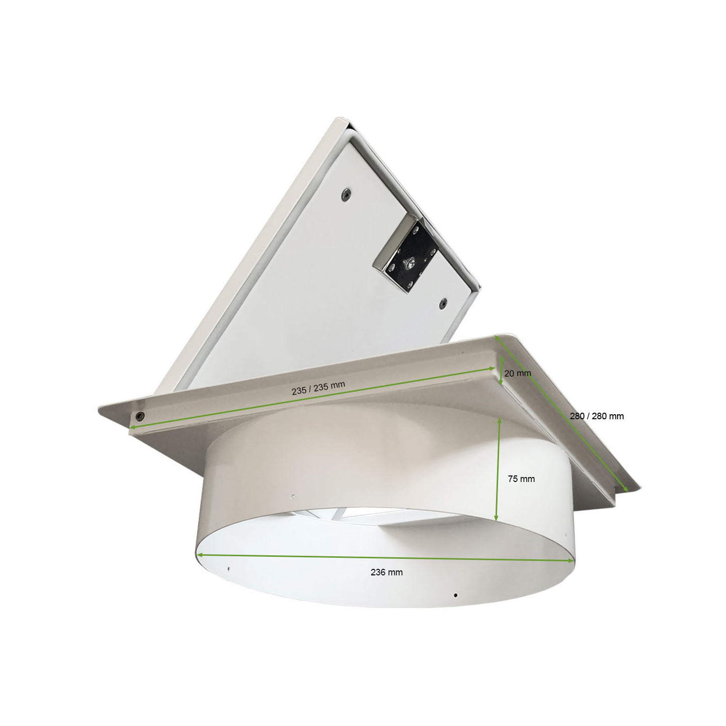 Einwurftür Metall - Weiß - doppelwandig - mit Dichtung - eckig/eckig/rund - ⌀ 250 mm