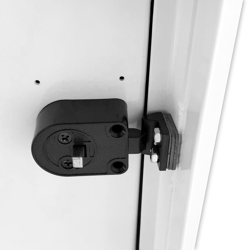 B-Waren Türe metall weiß mit Push-Knopf 300x300 mm