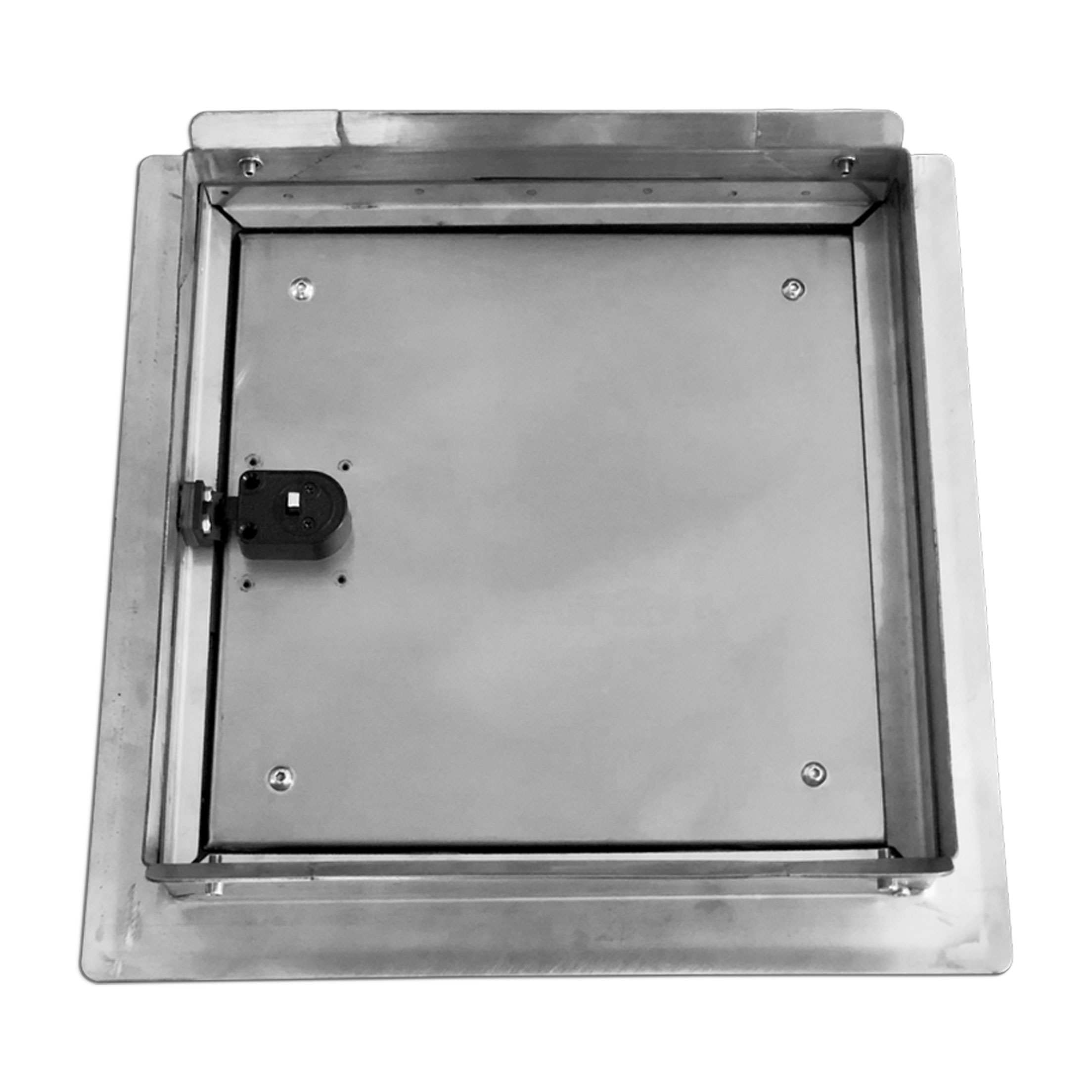 B-Waren Türe edelstahl-gebürstet mit Push-Knopf 300x300 mm