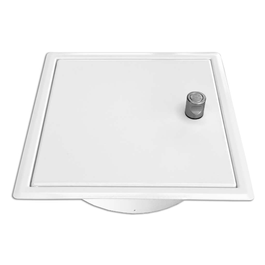 Einwurftür Metall - Weiß - doppelwandig - mit Dichtung - eckig/eckig/rund - ⌀ 250 mm