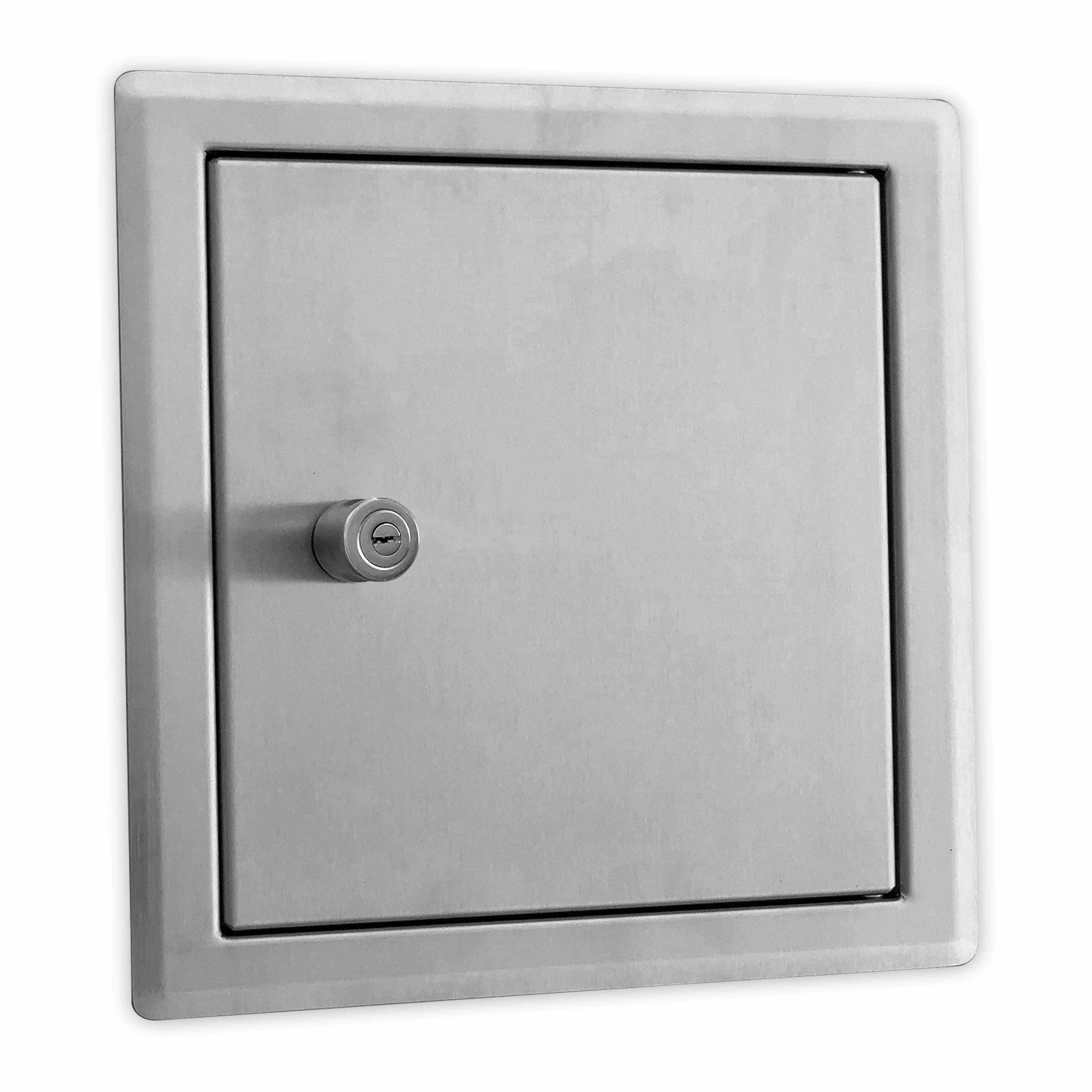 Einwurftür Metall - Edelstahl - doppelwandig - mit Dichtung - schmaler Rahmen - 300x300 mm