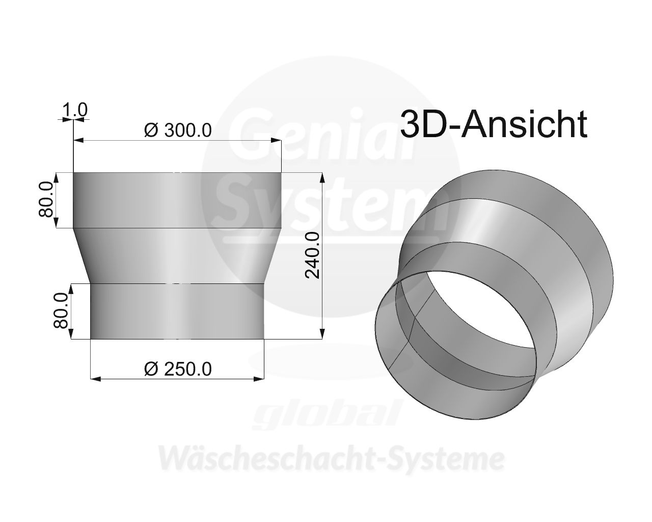 KONUS 300mm auf 250mm